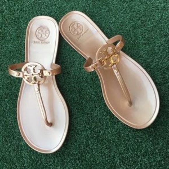 rose gold tory burch flip flops